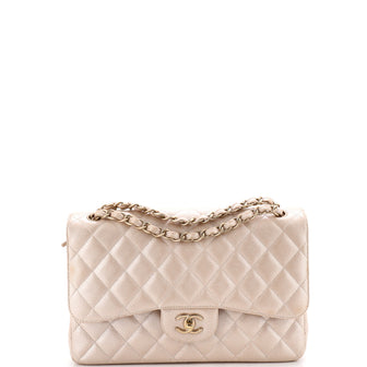 Chanel Classic Double Flap Bag Quilted Iridescent Caviar Jumbo