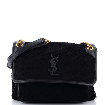 Saint Laurent Niki Chain Flap Bag Matelasse Chevron Tweed Medium