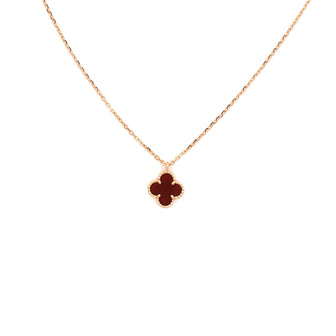 Van Cleef & Arpels Sweet Alhambra Pendant Necklace 18K Rose Gold and Carnelian