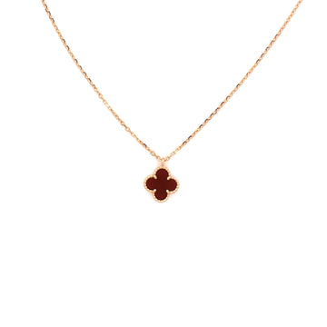 Van Cleef & Arpels Sweet Alhambra Pendant Necklace 18K Rose Gold and Carnelian