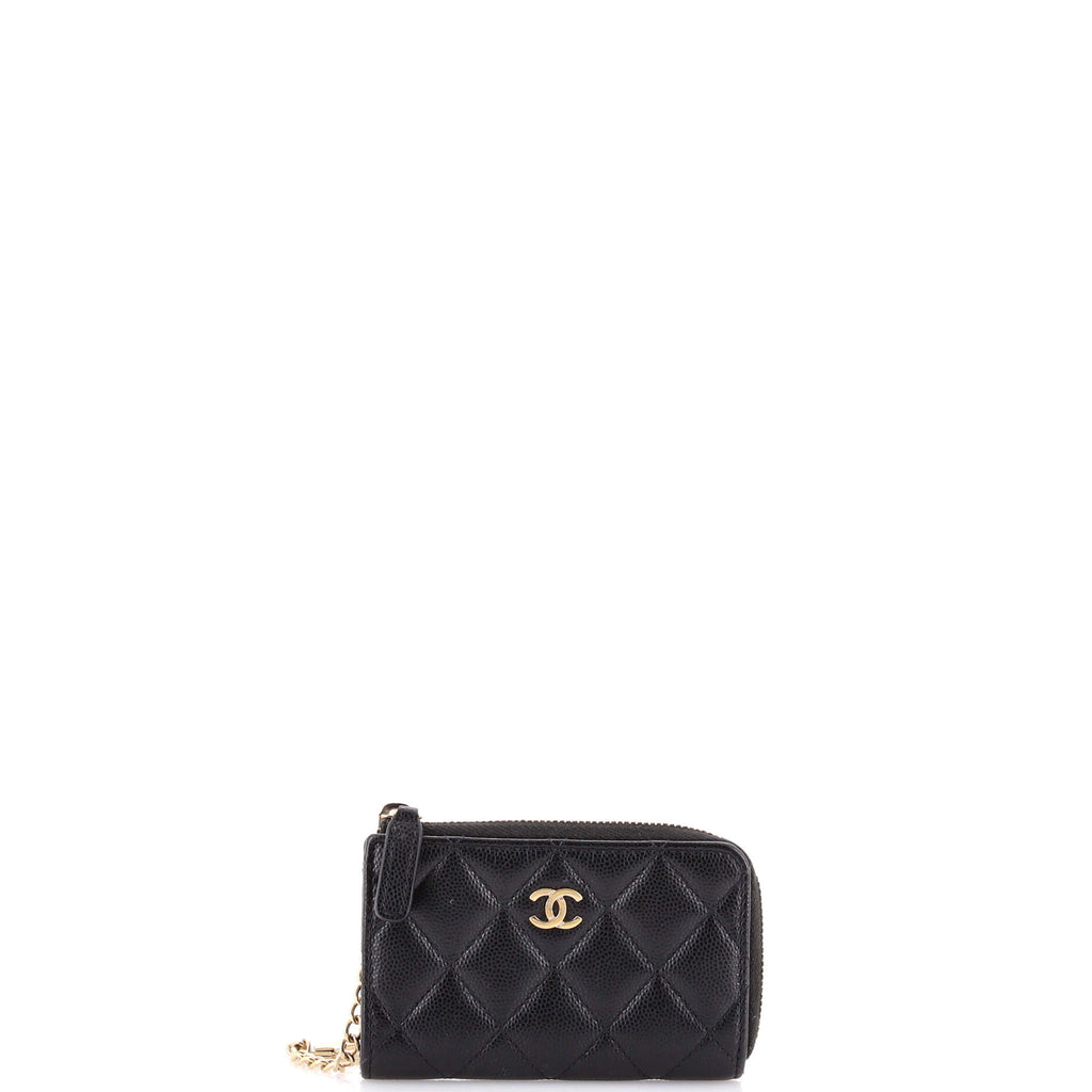 Chanel Zipped Key Holder Quilted Caviar 424778
