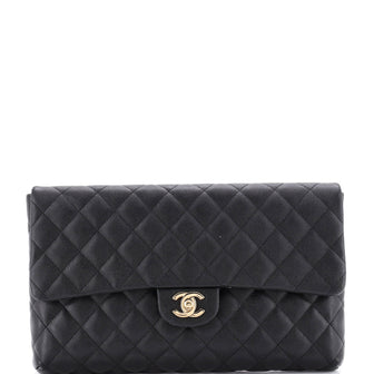 Chanel Classic Flap Clutch Quilted Caviar