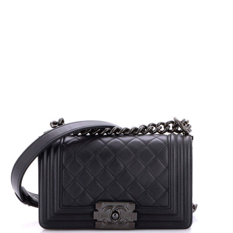 Chanel So Black Boy Flap Bag Quilted Lambskin Small