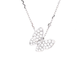 Van Cleef & Arpels Two Butterfly Pendant Necklace 18K White Gold and Diamonds