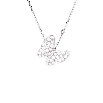 Van Cleef & Arpels Two Butterfly Pendant Necklace 18K White Gold and Diamonds