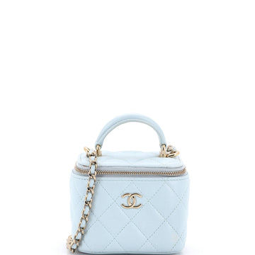 Chanel Classic Top Handle Vanity Case with Chain Quilted Lambskin Mini