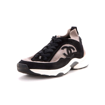 Chanel Women's CC Low-Top Sneakers Suede and Knit Fabric