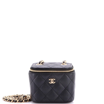 Chanel Classic Vanity Case with Chain Quilted Caviar Mini