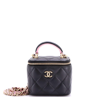 Chanel Classic Top Handle Vanity Case with Chain Quilted Lambskin Mini