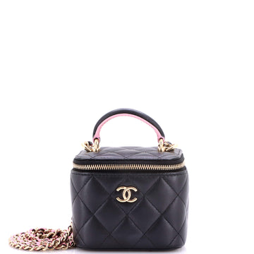 Chanel Classic Top Handle Vanity Case with Chain Quilted Lambskin Mini