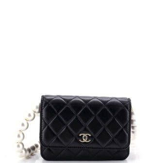 Chanel Pearl Strap CC Wallet on Chain Quilted Calfskin Mini