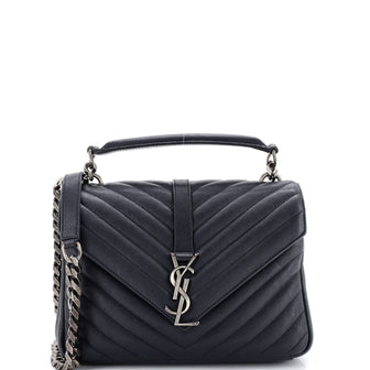 Saint Laurent Classic Monogram College Bag Matelasse Chevron Leather Medium