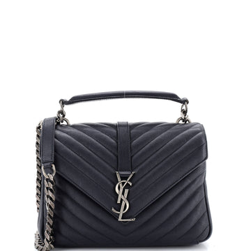 Saint Laurent Classic Monogram College Bag Matelasse Chevron Leather Medium