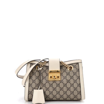 Gucci Padlock Chain Tote GG Coated Canvas with Leather Small