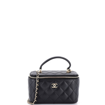 Chanel Classic Top Handle Vanity Case with Chain Quilted Lambskin Small