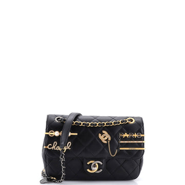 Chanel Coco Clips Flap Bag Embellished Quilted Lambskin Small