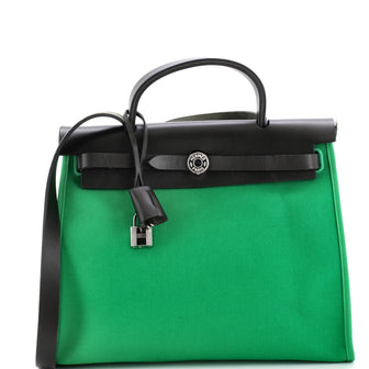 Hermes Herbag Zip Leather and Toile 31