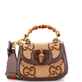 Gucci Bamboo 1947 Top Handle Bag Jumbo GG Canvas Mini