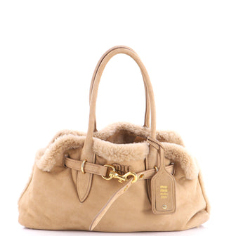 Miu Miu Aventure Tote Suede with Shearling Large