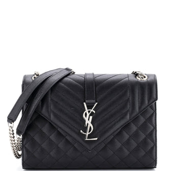 Saint Laurent Classic Monogram Envelope Satchel Mixed Matelasse Leather Medium