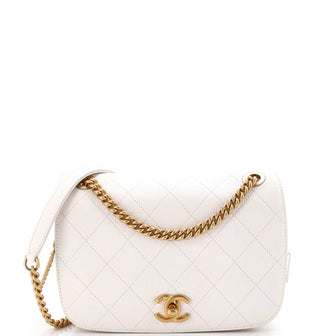 Chanel CC Zipped Full Flap Bag Stitched Caviar Medium
