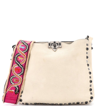 Valentino Garavani Rolling Rockstud Flip Lock Messenger Bag Leather with Cabochons Medium