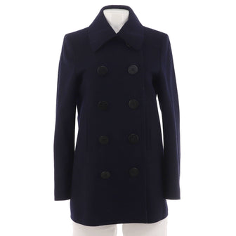 Burberry Women's Double Breasted Belted Mid-Length Trench Coat Wool Blend