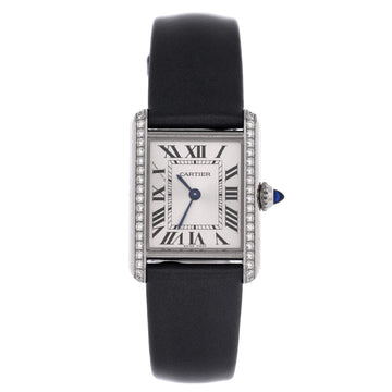 Cartier Must de Cartier Tank Quartz Watch Stainless Steel and Satin with Diamond Bezel 22