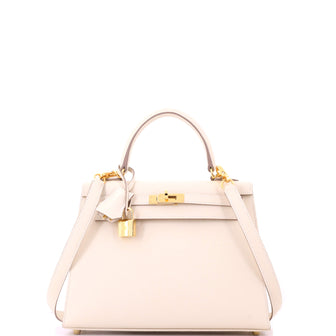 Hermes Kelly Handbag Light Epsom with Gold Hardware 25
