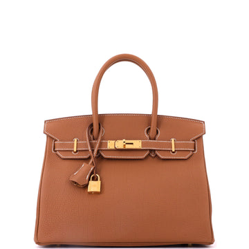 Hermes Birkin Handbag Brown Togo with Gold Hardware 30