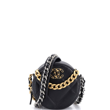 Chanel 19 Round Clutch with Chain Quilted Leather