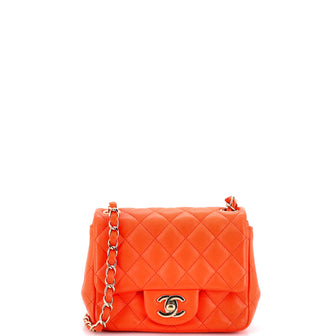 Chanel Square Classic Single Flap Bag Quilted Lambskin Mini