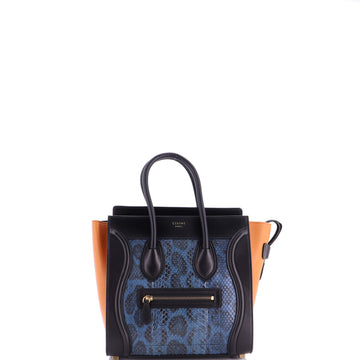 Celine Luggage Bag Python and Leather Micro