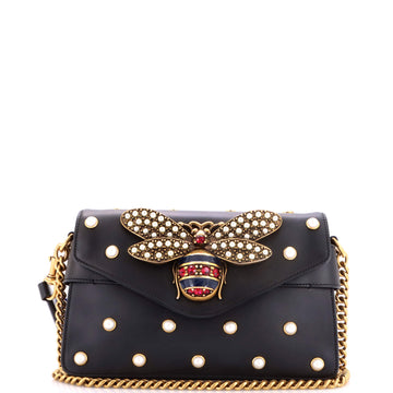 Gucci Broadway Pearly Bee Shoulder Bag Embellished Leather Mini