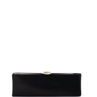 Chanel Camellia Clasp Clutch Satin with Crystals Long
