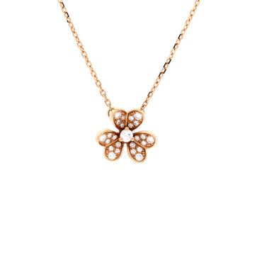 Van Cleef & Arpels Frivole Pendant Necklace 18K Rose Gold with Pave Diamonds Mini