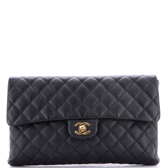 Chanel Classic Flap Clutch Quilted Caviar