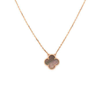 Van Cleef & Arpels Vintage Alhambra Pendant Necklace 18K Rose Gold and Grey Mother of Pearl
