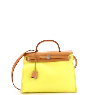 Hermes Herbag Zip Berline Vache Canvas and Leather 31
