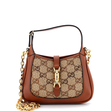 Gucci Jackie 1961 Chain Hobo Crystal Embellished GG Canvas Mini