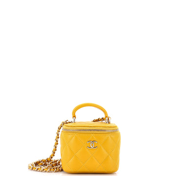 Chanel Classic Top Handle Vanity Case with Chain Quilted Lambskin Mini