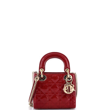 Christian Dior Lady Dior Chain Bag Cannage Quilt Patent Mini