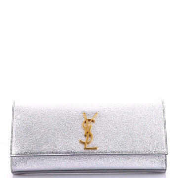 Saint Laurent Classic Monogram Clutch Metallic Calfskin Long