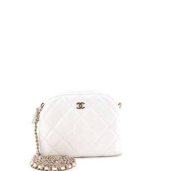 Chanel CC Dome Zip Clutch with Chain Quilted Caviar Mini