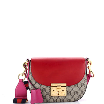 Gucci Padlock Saddle Shoulder Bag GG Coated Canvas and Leather Medium