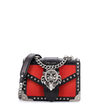 Prada Animalier Cahier Crossbody Bag Studded Leather Small