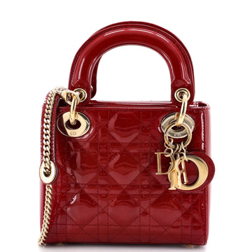 Christian Dior Lady Dior Chain Bag Cannage Quilt Patent Mini