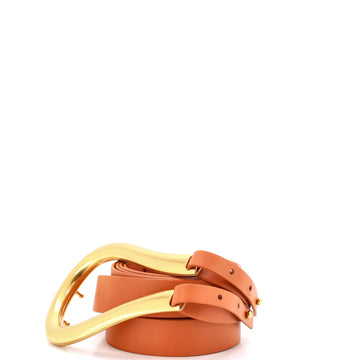 Bottega Veneta Double Strap Horsebit Buckle Belt Leather Wide