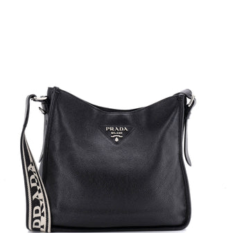 Prada Logo Strap Crossbody Bag Vitello Daino Medium