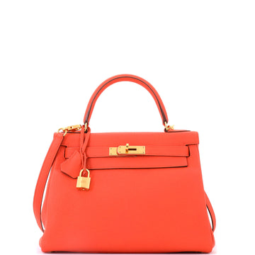 Hermes Kelly Handbag Orange Togo with Gold Hardware 28